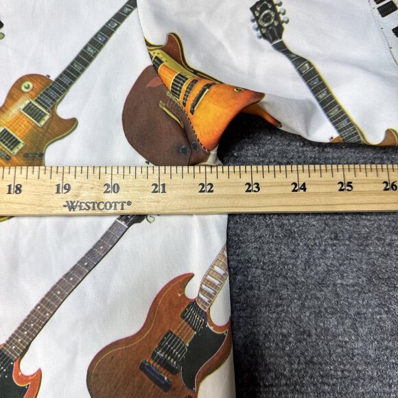 Gibson Tour Wear Shirt Men's L All Over Guitar Print SG Les Paul Dragonfly White - Picture 4 of 8